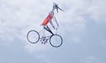 Lustiges Video - Storch auf fliegendem Fahrrad