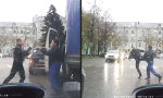 Lustiges Video - Zwei Streithähne auf der Fahrbahn